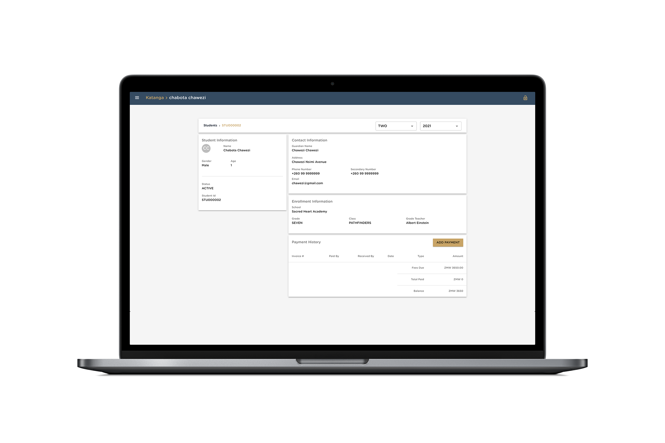 Katanga student details
